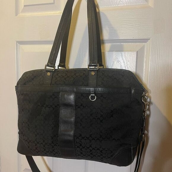 Coach Black Fabric logo &  leather trims  Detachable Strap. Large diaper bag - Picture 2 of 16